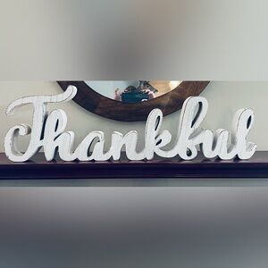 White Thankful Wooden Sign